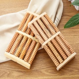 Foot acupressure roller, foot acupressure mat, wooden foot massager Stone foot acupressure plate 2ea