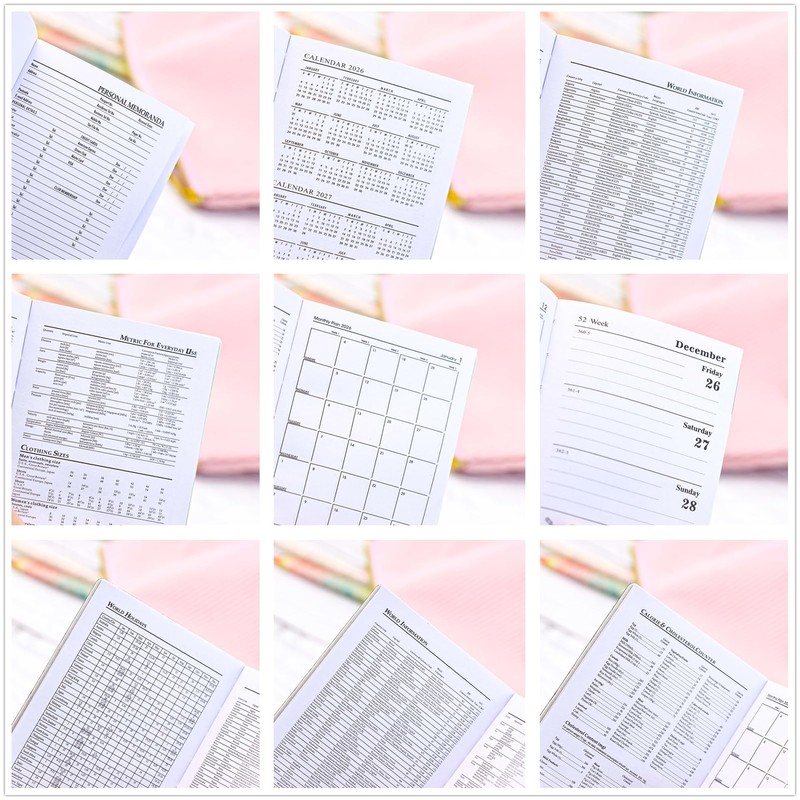 2026 Mini Pocket Planner Calendar 4"x3" for Purse Starlight Black