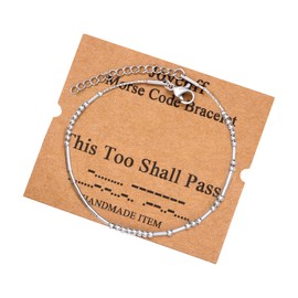 JoycuFF Memorial Gifts for Women This Too Shall Pass Morse Code Chain Bracelets for Woman Inspirational Sympathy Bangle for Loss of Loved One Mom Dad Father Son Secret Message Remembrance Jewelry