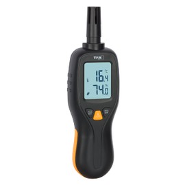TFA Dostmann Profi Hygrometer, digitaler Luftfeuchtigkeitsmesser, 31.1066.01, schnell, präzise, von -50 bis +70°C, 0,3°C Genauigkeit, Thermometer, Max.-Min.-Funktion, Hintergrundbeleuchtung, schwarz