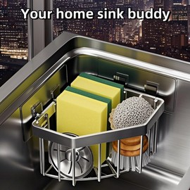 Sponge Holder for Kitchen Sink Organizer, Kitchen Sink Caddy, Dish Sponge Holder Stainless Steel, Dish soap Holder for Kitchens, bathrooms, Toilets