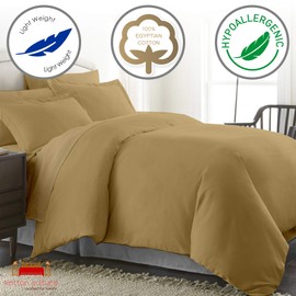 Kotton Culture Premium Duvet Cover 100% Egyptian Cotton 600 Thread Count with Zipper & Corner Ties Luxurious (California King/King, Beige)