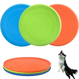 Frisbee para Perro, 3 Discos Voladores para Perros, Juguete Interactivo De TPR Suave, Ideal para Juego Al Aire Libre, Entrenamiento Y Agua, Medidas 17