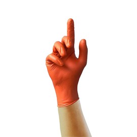 Ink Jungle Protect Orange HD Nitrile Gloves GA0052 GA0053 GA0054 GA0055 - Heavy Duty, Multipurpose, Powder Free & Latex Free Disposable Examination Gloves, Box of 100 Gloves, Orange (Extra Large)