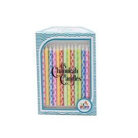 Neon Multi-colored Diamond Design Chanukah Candles / 45 Pack