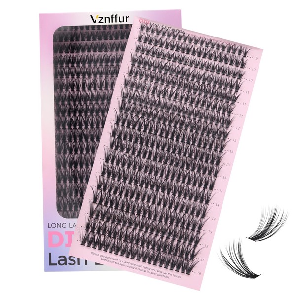 Vznffur 360 PCS Individual Cluster Lashes C Curl 0.07D 9-16mm
