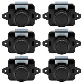 Calolin 6 Pcs Cabinet Latch with Zinc Alloy Bolt, Push to Secure Lock, Marine Grade Push Button Lock, RV Storage Hardware with Screws