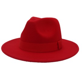 Faringoto Cashmere Felt Hats for Women Men Wide Brim Fashion Square Big Brim, red