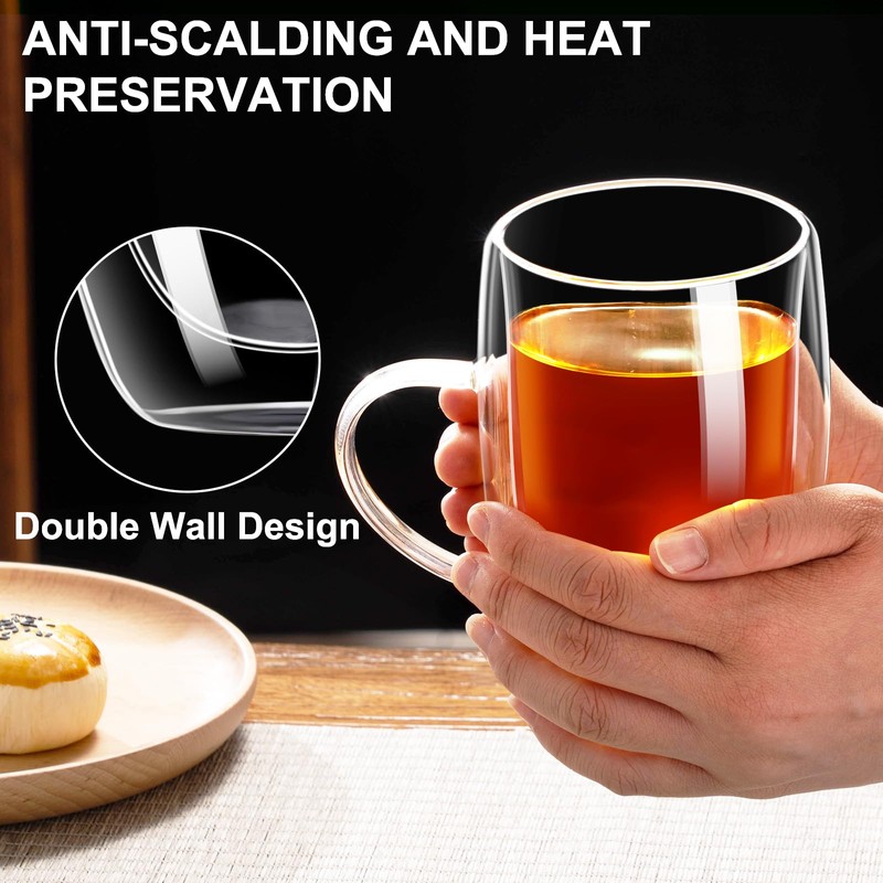 Baalaka Double Wall Glass Tea Cup With Stainless Steel Infuser