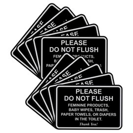 All Quality Classic Framed Please Do Not Flush Thank You Bathroom Etiquette Sign - Laser-Engraved Lettering | Durable ABS Plastic | Vibrant Colors - 5" x 7" (Black-Silver) 10 Pack