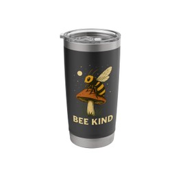 Bee Kind Mushroom Forest Nature Graphic Design Stainless Steel Insulated Tumbler