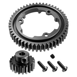50T 1 Mod Hardened Steel Spur Gear with 20T Motor Pinion Gear Compatible with Traxxas 1/5 X-Maxx 1/7 XO-1 1/10 Maxx 1/10 E-REVO 2.0 VXL, Replace 6450