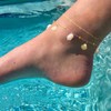 Frigotine Dainty Gold Shell Pearl Charm Ankle Bracelet for Women