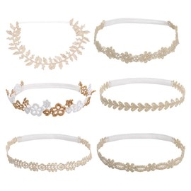 ORFOFE 6 Piezas Diadema De Encaje Para Niños Bandas De Pelo Para Niños Pequeños Niña Lazos Para El Cabello Hijab Del Bebé Turbante Bebe Niñas Oro Paño Colocar Recién Nacido Las Flores
