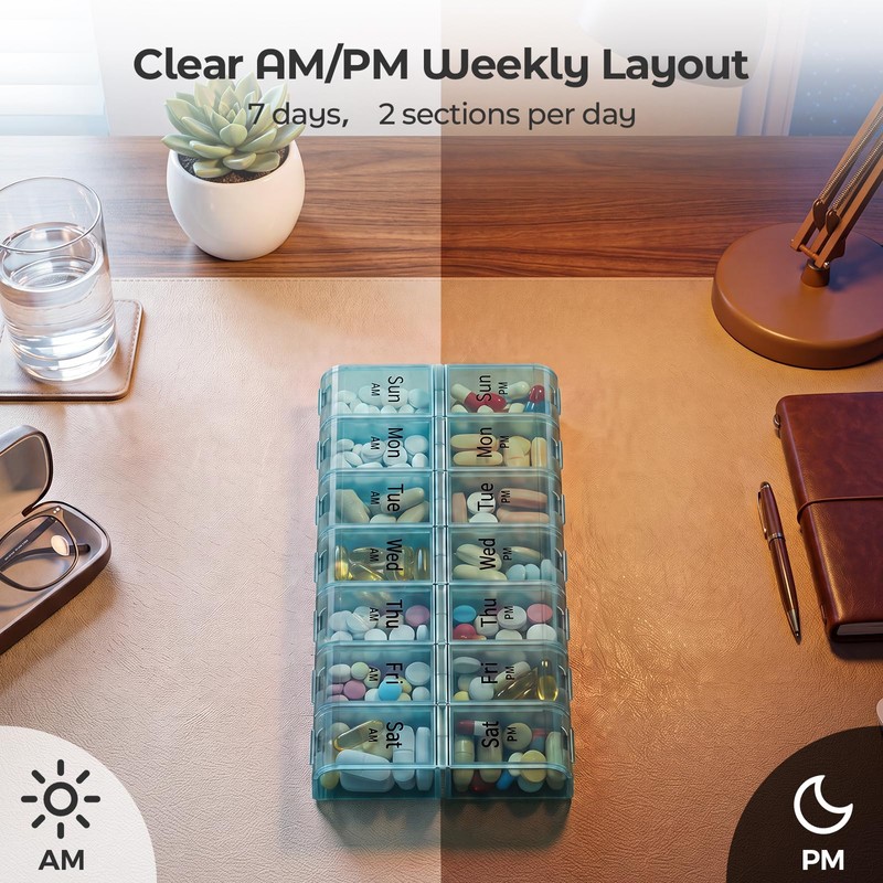 7 Day Pill Organizer 2 Times a Day, XL Large