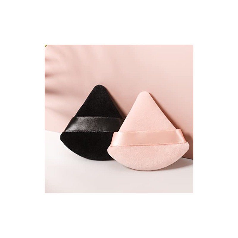 Patelai 2 Pcs Powder Puffs Triangle Makeup Sponge Velvet, Black,