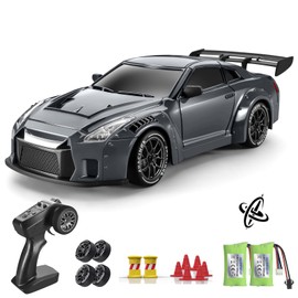 ACAMMZAR RC Drift Car Pro Upgraded with Gyro, 1:24 Full Proportional Remote Control Car, 25KM/H 4WD High Speed RC Cars with Lights, Extra Racing Tires, Vehicle for Adults Kids Boys Girls, Gray