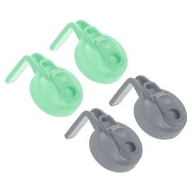 sourcing map 4Pcs Mason Jar Pour Spout Lid, Mason Jar Lids Wide Mouth Airtight Flip Cap Lids with Handle for Drinking Salad Dressing and Food Storing, Gray/Cyan