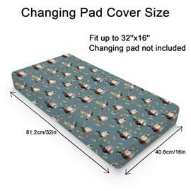 Vintage Duck Hunting Baby Changing Table Pad Covers for Boy Girl 32''x16'' Mallard Ducks Feathers Fitted Changing Table Sheets Wild Bird Animal Soft Breathable Nursery Diaper Changing Table Mats
