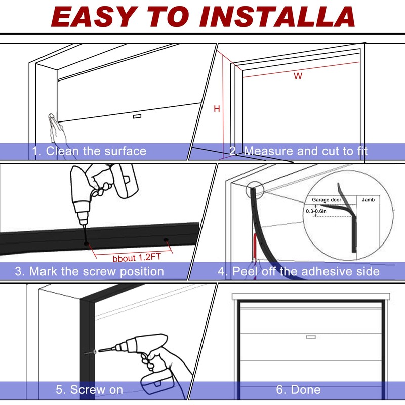 Nuogo Weatherproofing Garage Door Seals Top and Sides Seal Strip