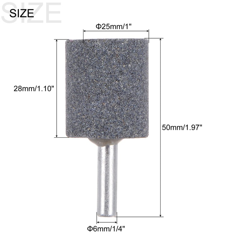 sourcing map 10 Pcs Abrasive Mounted Stone 1/4" Shank 1"