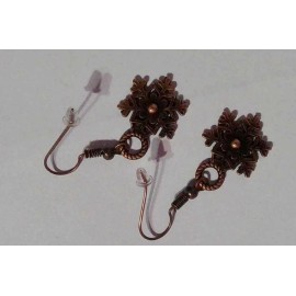 Snowflake Medals Pierced Earrings, RARE Copper* Hooks, Charms