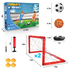 Growsland Boy Toys Hover Soccer Ball with 2 Goals, Indoor Soccer Gifts for Boys, LED Hover Ball with Foam Bumper Inflatable Soccer Toys for 3 4 5 6 7 8 9 10+ Years Old Girls Boys…