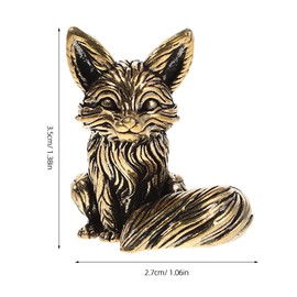 Cabilock Vintage Brass Fox Sculpture Desk Exquisite Animal Brass Decoration Unique Table Accessories Mini Fox Decoration Small Animal Statue