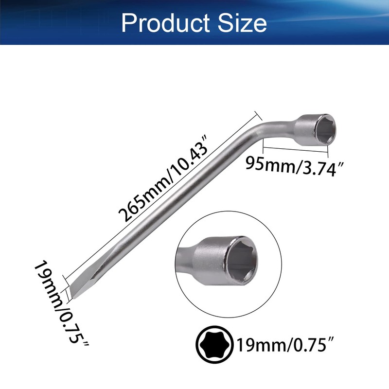Heyiarbeit Tire Lug Wrench Vehicle Spare Jack-L Type Hexagon 19mm