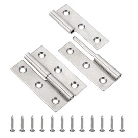 PATIKIL 2 Pcs Lift Off Hinge, 3" Detachable Lift Off Hinges Left Handed Slip Joint Flag Hinge 304 Stainless Steel Butt Door Hinge for Door Cabinet Equipment