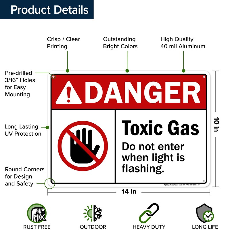 ANSI Danger Toxic Gas Do Not Enter When Light Is