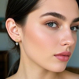 Lovans Small Heart Stud Earrings Silver 925 Women's Double Heart Earrings Stud with Cubic Zirconia, Women's Earrings Jewellery for Women Girlfriend Daughter with Jewellery Box, Sterling Silver, Zircon