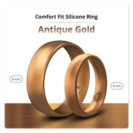 Knot Theory Antique Gold Silicone Ring for Women Men - Breathable Comfort Fit 4mm Wedding Band Size 11