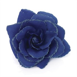 Large Royal Blue Glitter Edge Rose Flower Hair Elastic Band and Beak Clip Fascinator