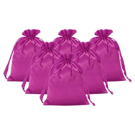 PATIKIL Satin Gift Bags, 6 Pcs 7 x 5 Inch Wedding Favor Drawstring Bags with Drawstring for Birthday Christmas Jewelry Party, Rose Red