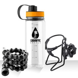 Giraffe Bottle Tower XL - Sistema de beber manos libres, botella Tritan transparente, con soporte de botella montado en tubo redondo (longitud 38 cm)