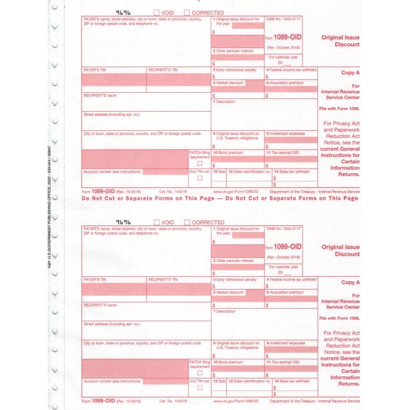 IRS 1099-A 2022 IRS Forms Package - 4 Total Forms;