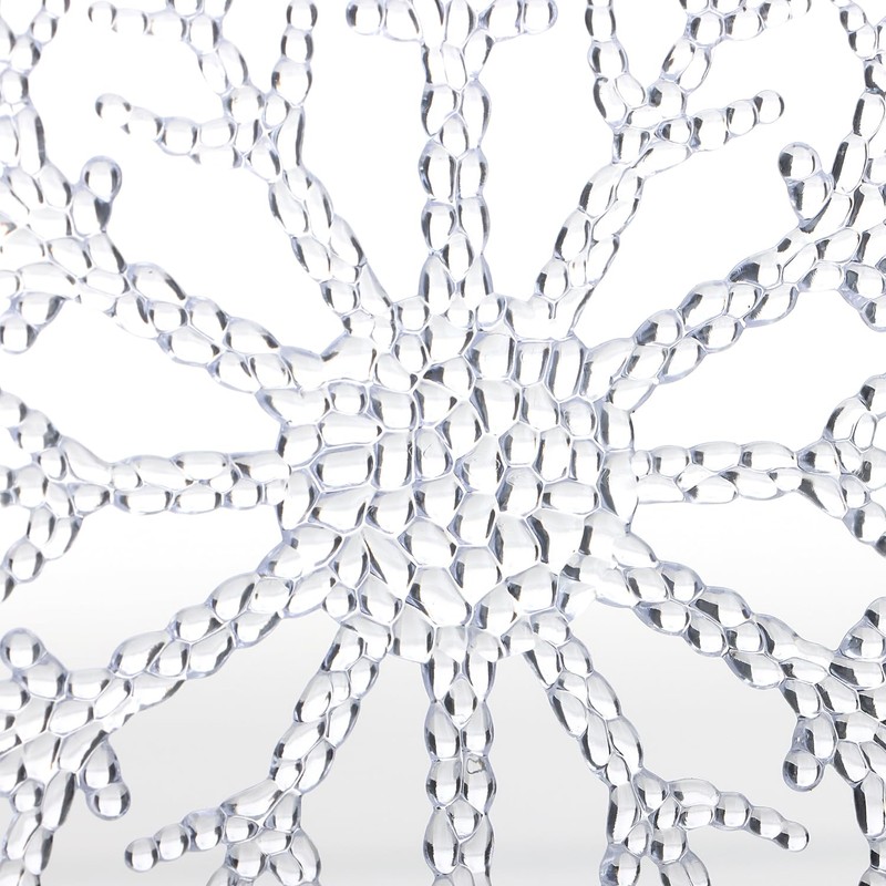 com-four® 3 x large decorative snowflakes pendant, transparent 30 cm