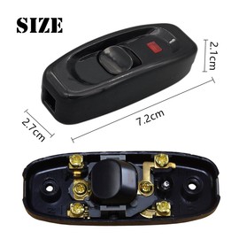 2 Pieces Light Switch AC 250V 10A Inline Cord Switch with LED Indicator Light Single Pole ON/Off Switch for Table Lamp Electrical Cord (Black)