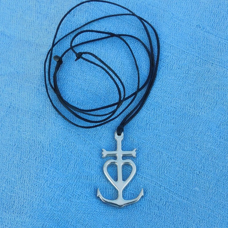 Camargue Cross Pendant with Adjustable Waxed Cord, Hand Cast in