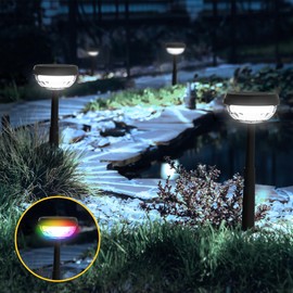 Ensenior Color Changing Solar Lights Outdoor, Auto ON/Off 6500K White Light & RGB LED Solar Garden Lights for Pathway, Yard, Patio, Waterproof, Energy-Efficient Landscape Lighting, 8-Pack