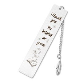 Rislobx Thank You for Helping Me Grow Bookmark, Metal Inspiration Bookmark Book Lover Gifts for Teacher Women Men Mom Dad