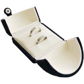 Blue Velvet Jewelry Box for Double Ring Gift Packaging Premium Grade for Wedding Band Engagement Ring (Blue, One size)