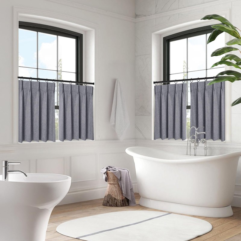 WdFour 100% Blackout Pinch Pleated Kitchen Curtains,cafa Curtains, are Perfect