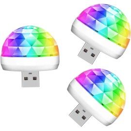 Lmaytech USB Mini Disco Ball Party Lights, DJ Stage Strobe 3 Packs, Multicolor