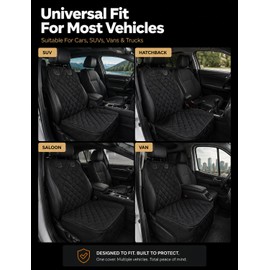 Xtremeauto Front Pet Seat Cover for Cars, Waterproof Oxford Cloth Dog Car Seat Protector with Non-Slip Rubber Backing, Seat Anchor & Adjustable Headrest Strap, Universal Fit - Black
