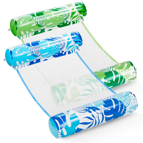 Sloosh 2 Packs Hammock Pool Floats Adults, 4-in-1 Multi-Purpose Inflatable