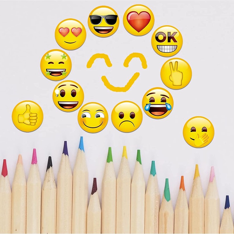 MORCART Pack of 28 Magnets, Emoji Fridge Magnets, Funny Smiley