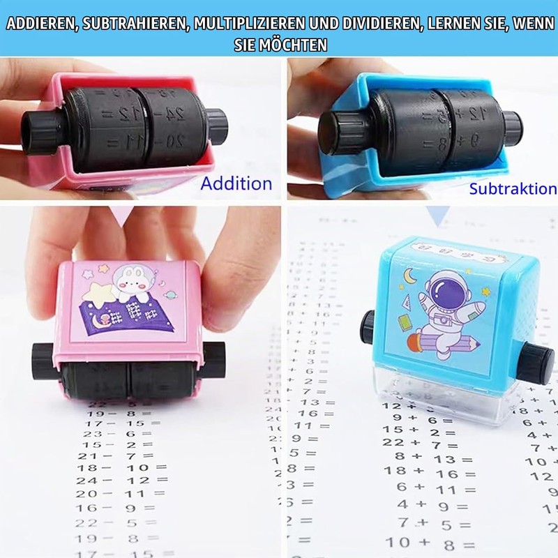 DWFEYOI Maths Stamp Roller, Pack of 4 Roller Digital Teaching