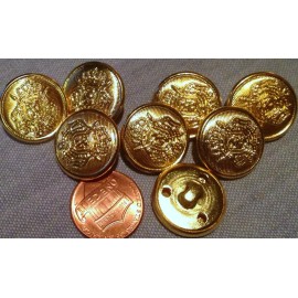 Unbranded 8 Shiny Brass Tone Crown Crest Hollow Puffed Shank Metal Buttons 3/4" 19mm 7561